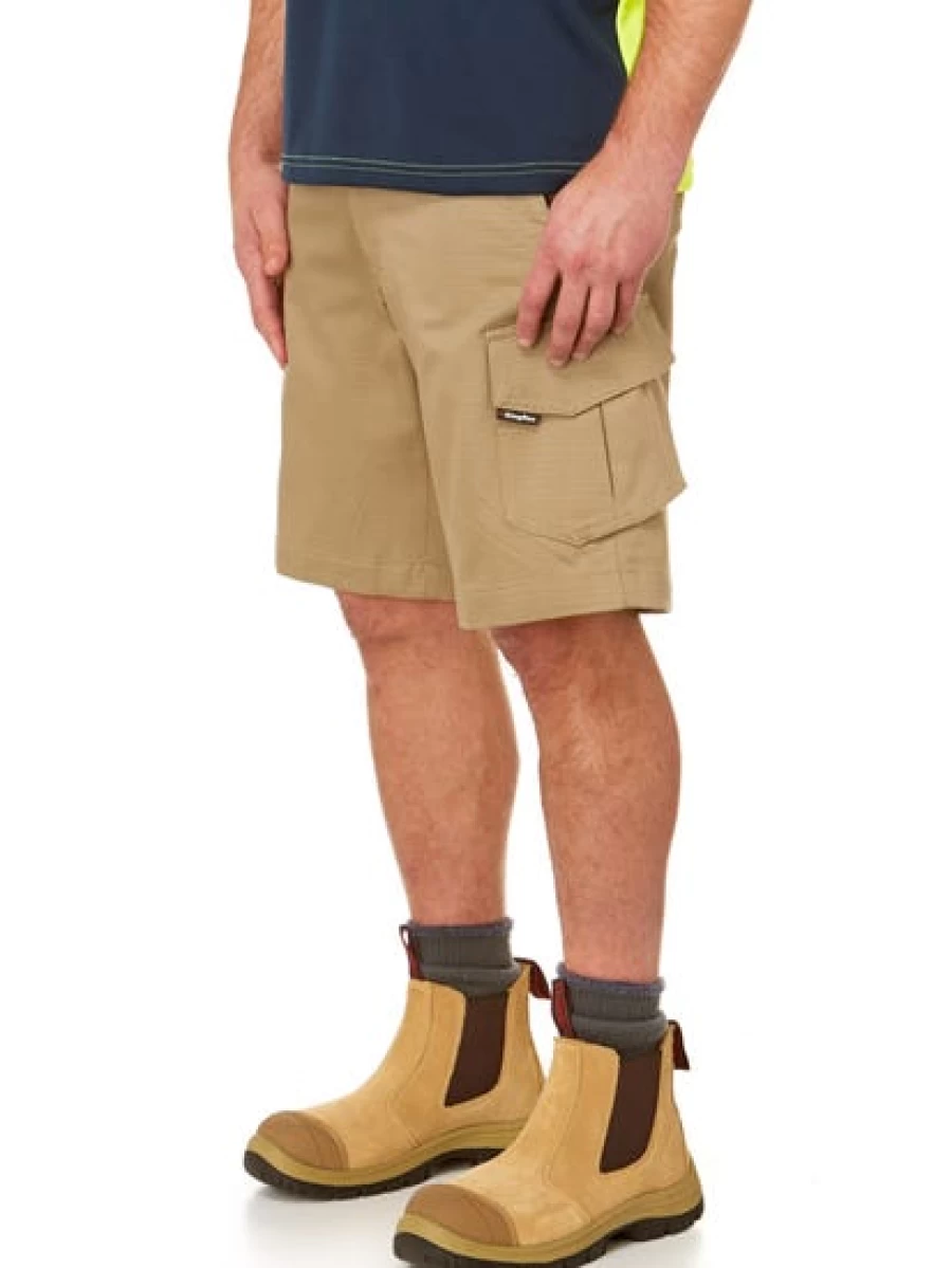 King Gee Men's Work Cool 2 Rip Stop Shorts - Durable Khaki Workwear for Men