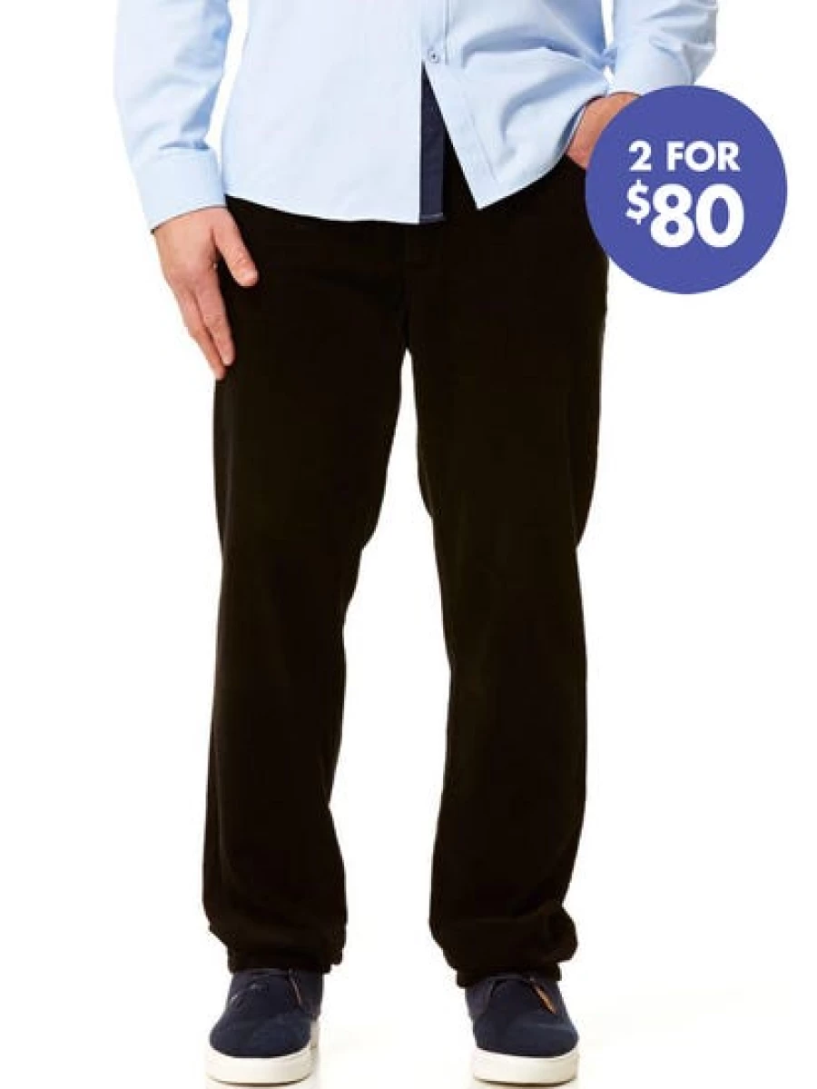 Street Men's Black Regular Fit Cord Jeans - Comfortable Cotton Denim Pants