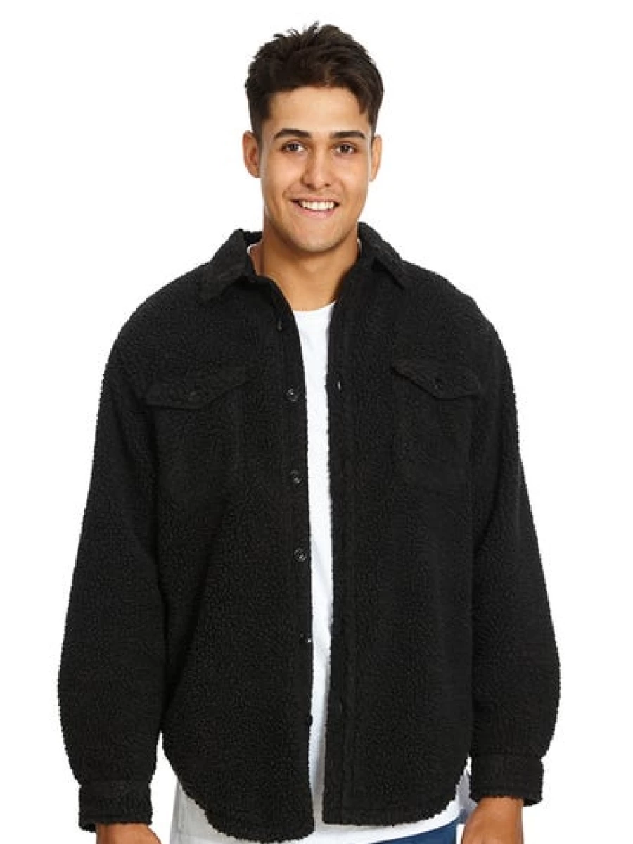 Lowes Men's Charcoal Borg Fleece Top - Soft & Comfortable Fleece Shirt