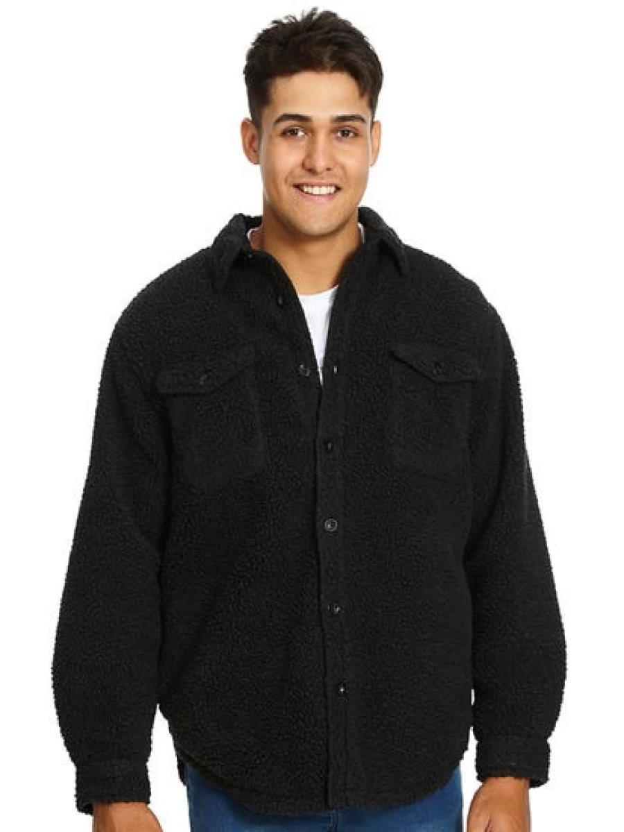 Lowes Men's Charcoal Borg Fleece Top - Soft & Comfortable Fleece Shirt