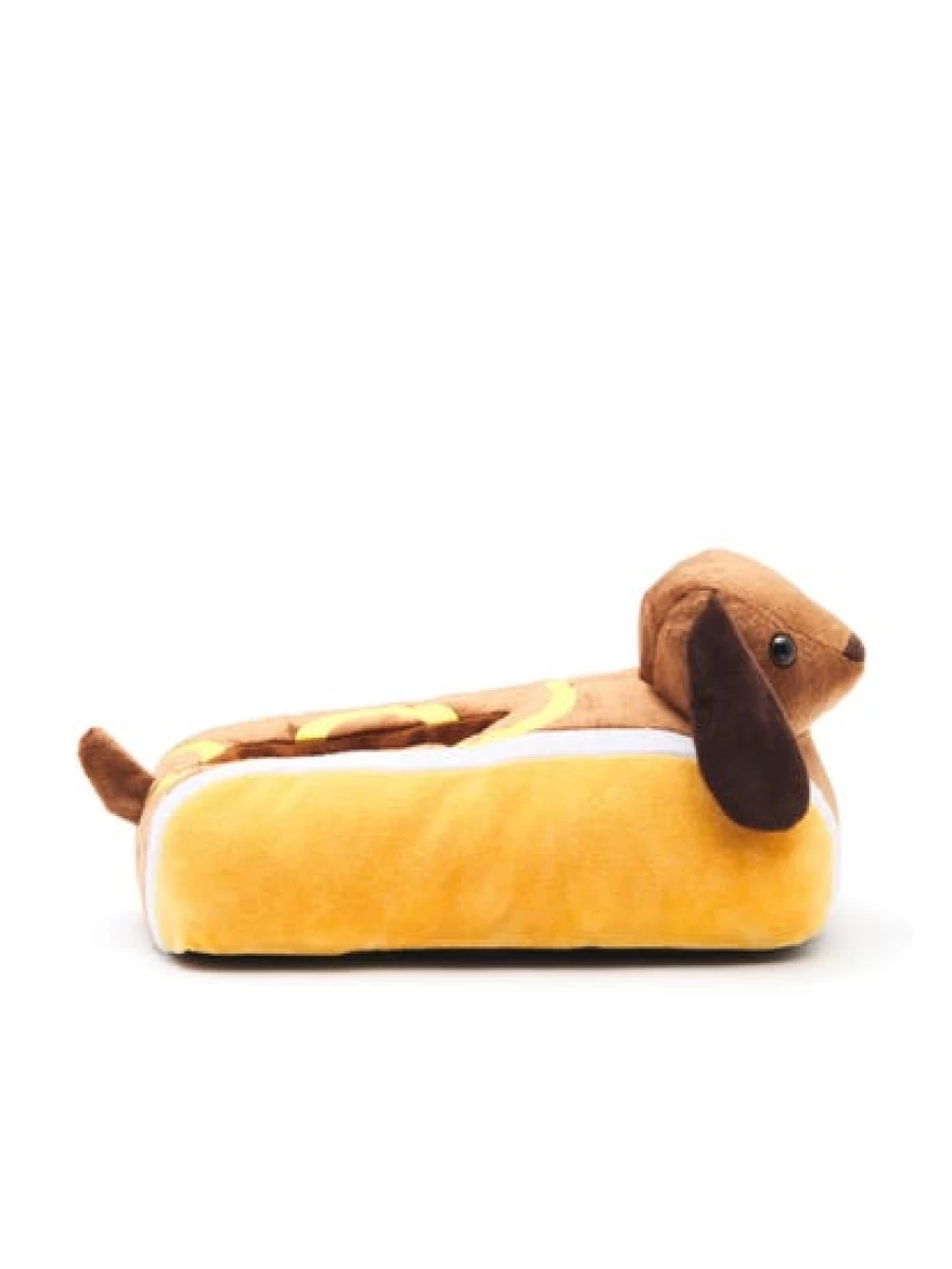 Lowes Men's Hot Dog Themed Plush Slippers - Comfortable Character House Shoes