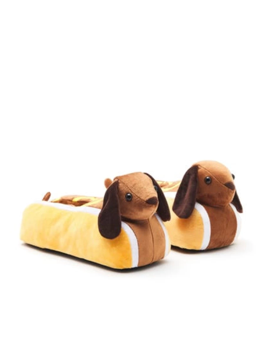 Lowes Men's Hot Dog Themed Plush Slippers - Comfortable Character House Shoes