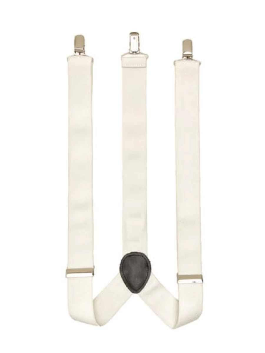 Lowes Men's Plain White Suspenders - Classic Adjustable Braces for Formal Wear