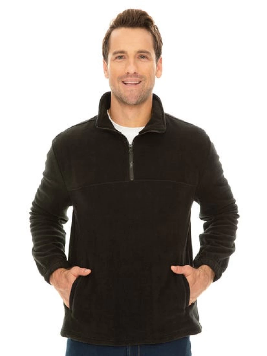 Lowes Men's Black Polar Fleece Quarter Zip Pullover