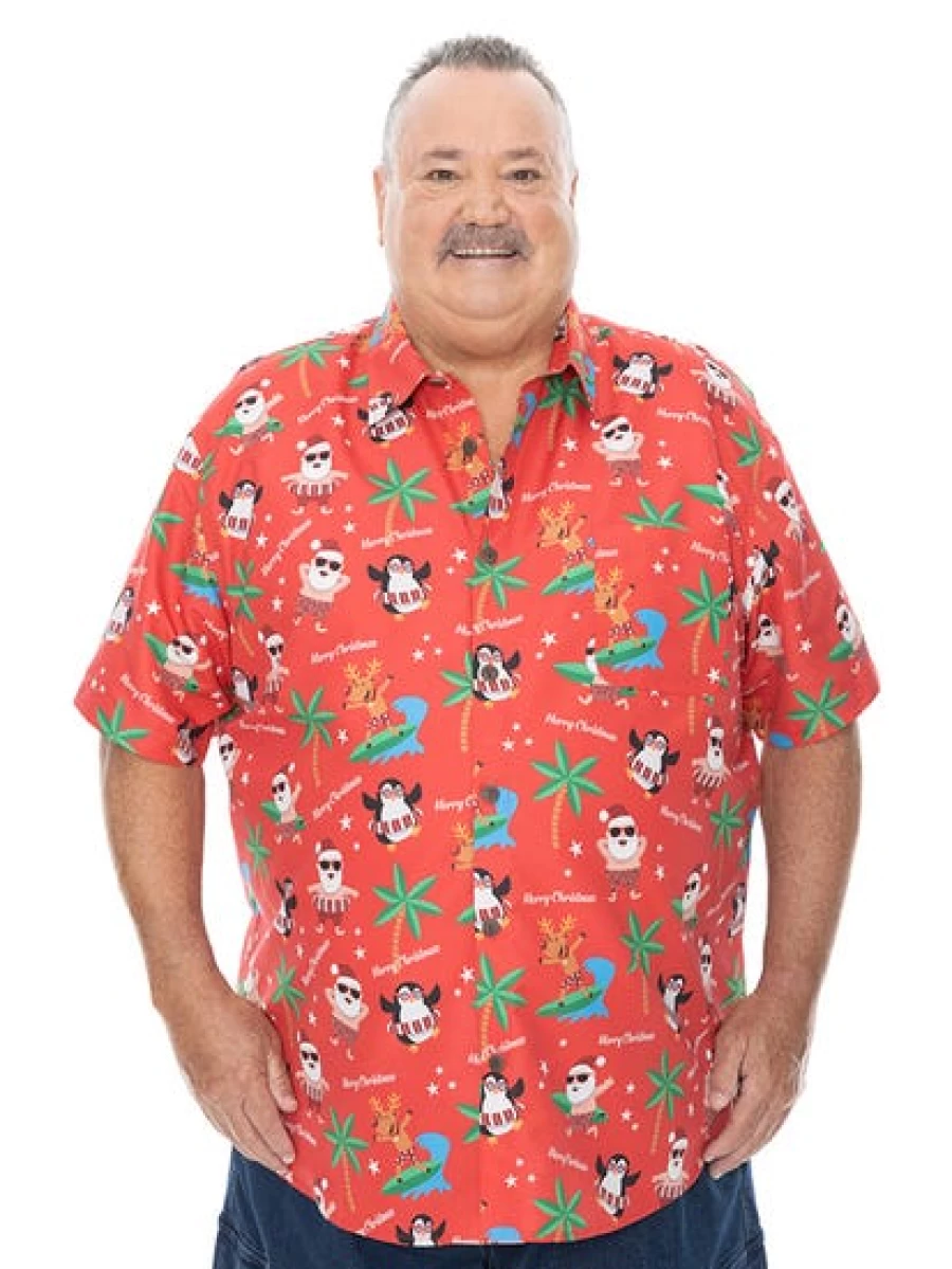 DBK Men's Big & Tall Christmas Hawaiian Shirt - Festive Holiday Aloha Shirt for Men