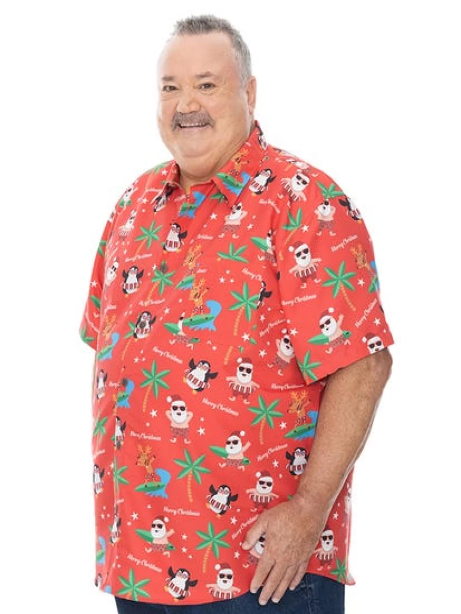 DBK Men's Big & Tall Christmas Hawaiian Shirt - Festive Holiday Aloha Shirt for Men