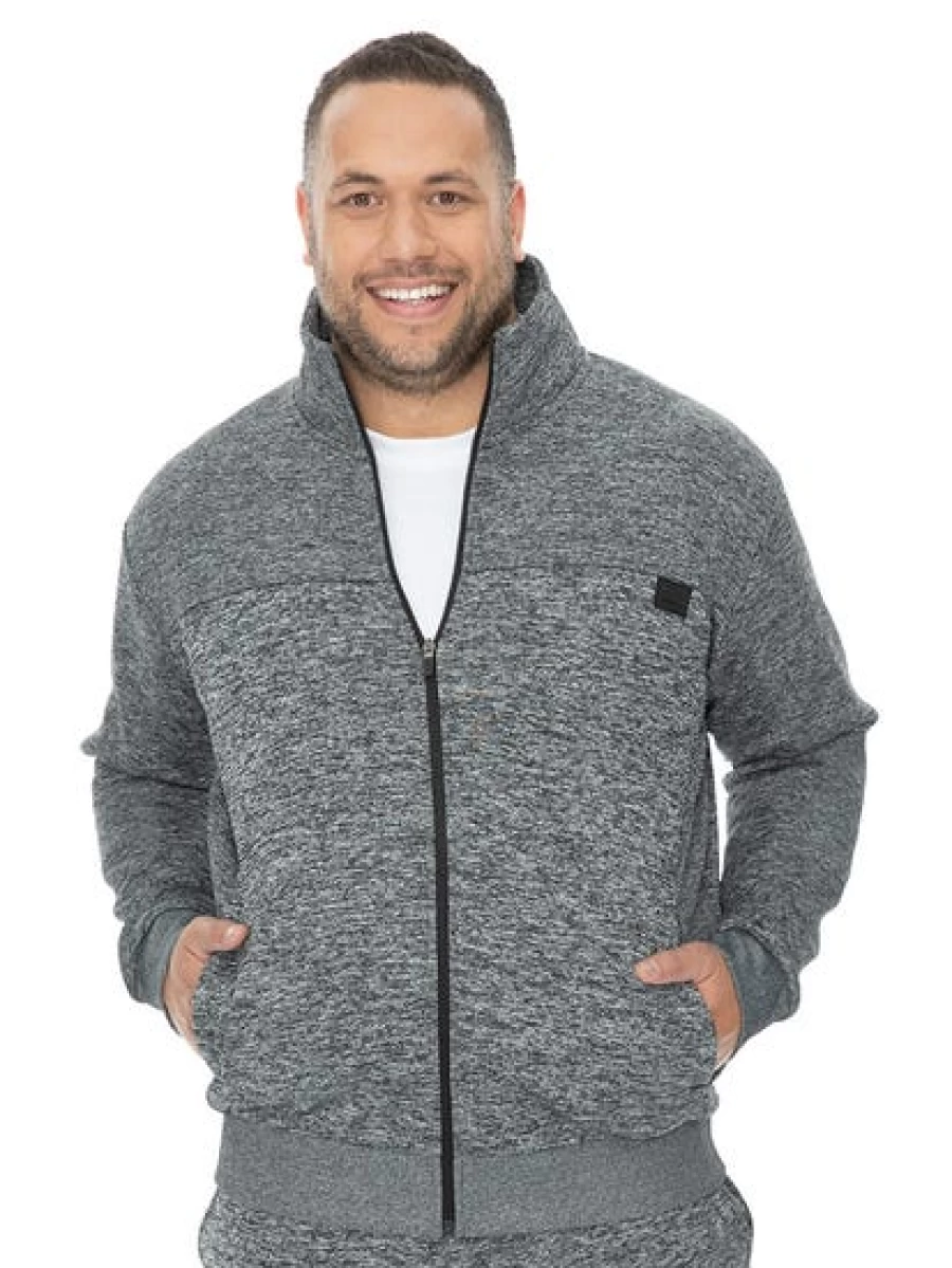 BUILT N FIT Men's Heavyweight Charcoal Zip-Up Jacket for Big & Tall Sizes