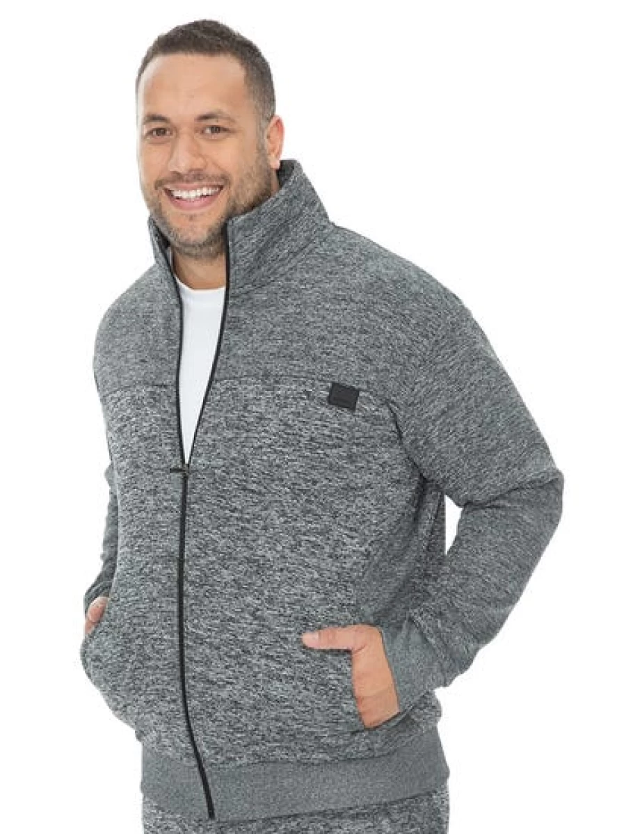 BUILT N FIT Men's Heavyweight Charcoal Zip-Up Jacket for Big & Tall Sizes