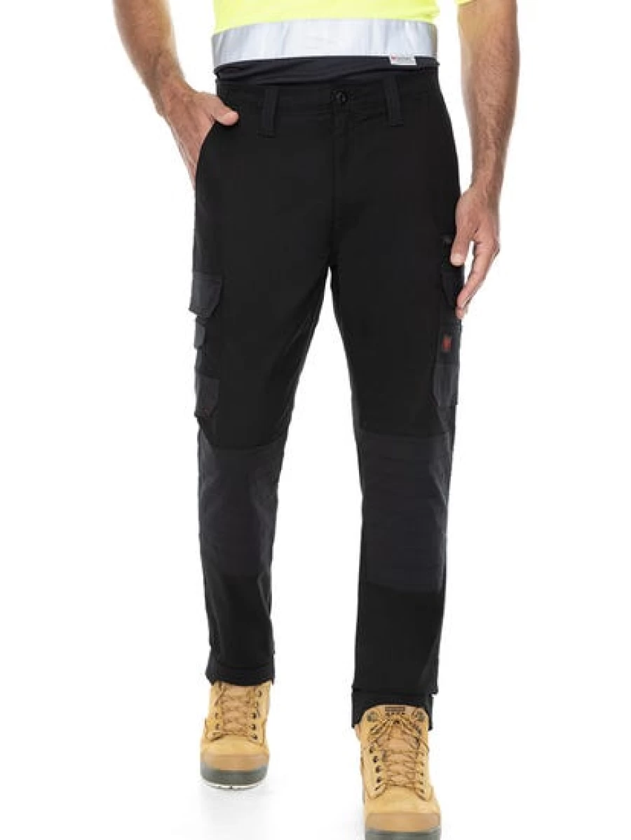 "Traders Men's Work Pants with Elastic Waist & Knee Pads - Black Durable Utility Trousers"
