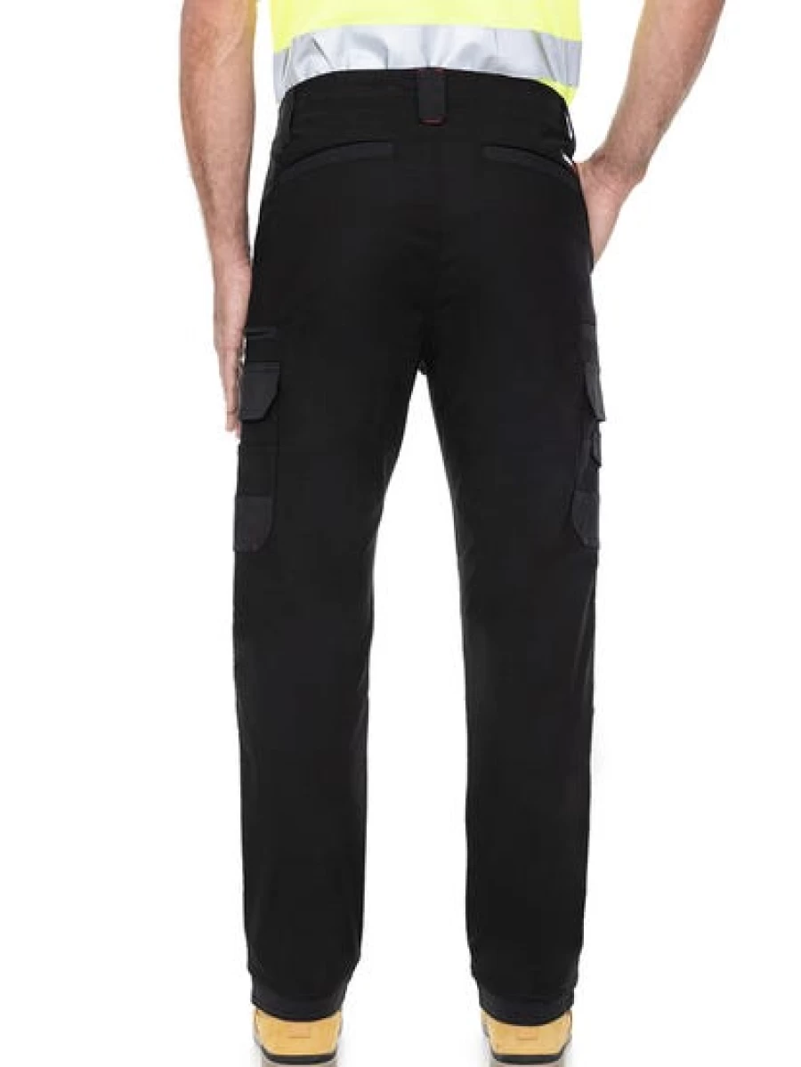 "Traders Men's Work Pants with Elastic Waist & Knee Pads - Black Durable Utility Trousers"