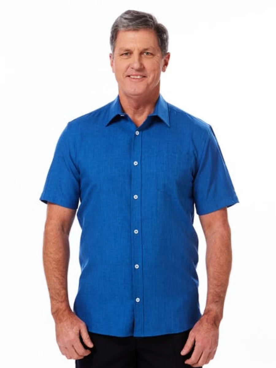 Lowes Men's Premium Blue Microfiber Short Sleeve Shirt