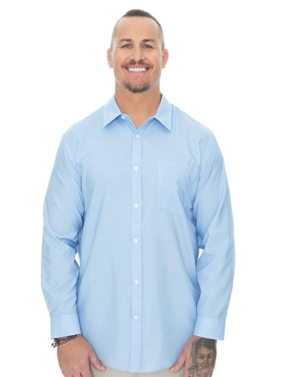DBK Men's Built N Fit Long Sleeve Shirt - Comfortable Blue Performance Top for Active Wear