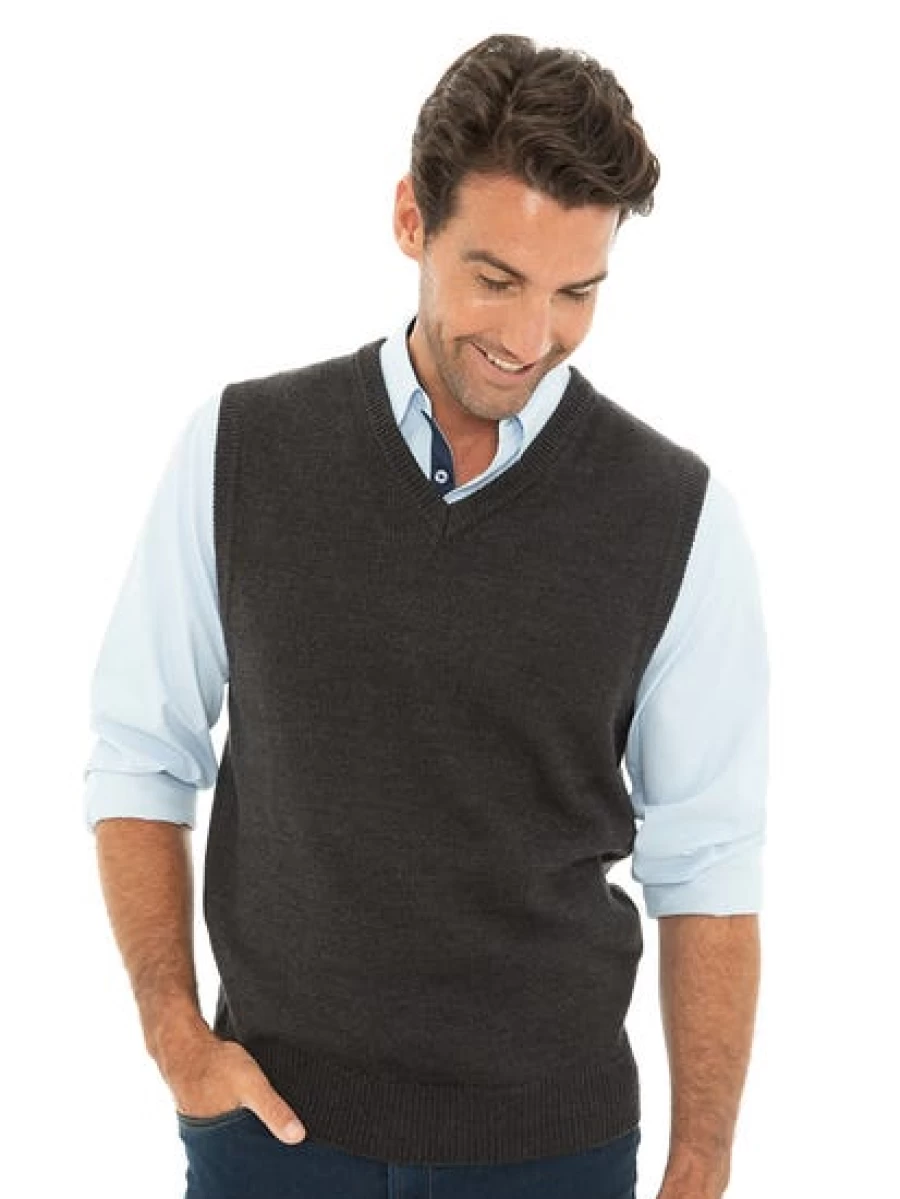 Lowes Men's Charcoal V-Neck Jersey Knit Vest for Casual Wear