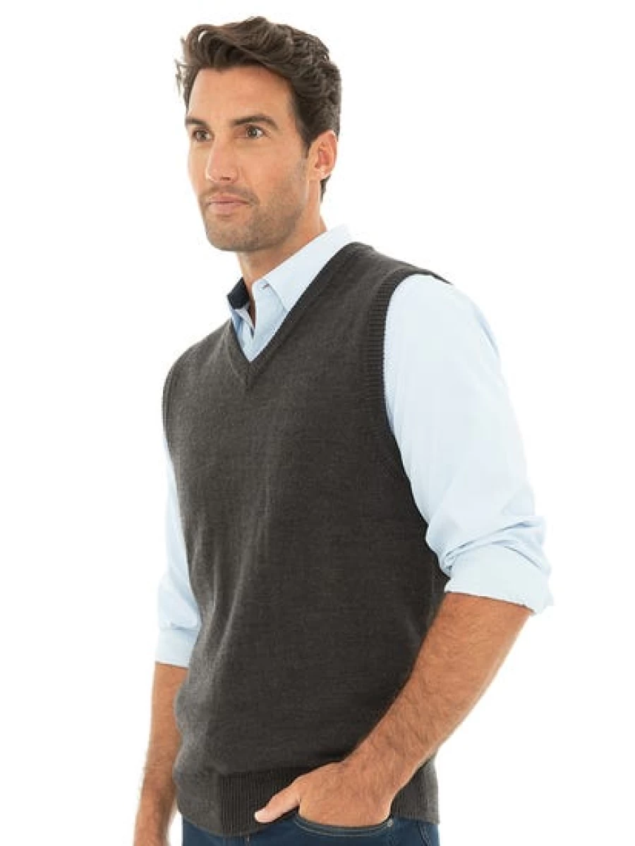 Lowes Men's Charcoal V-Neck Jersey Knit Vest for Casual Wear