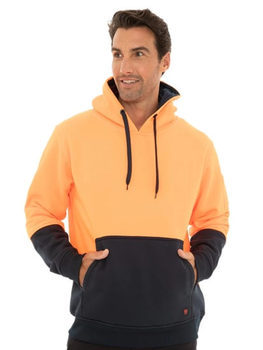 Men's Traders High Visibility Hoodie - Orange & Navy Pullover Safety Jacket