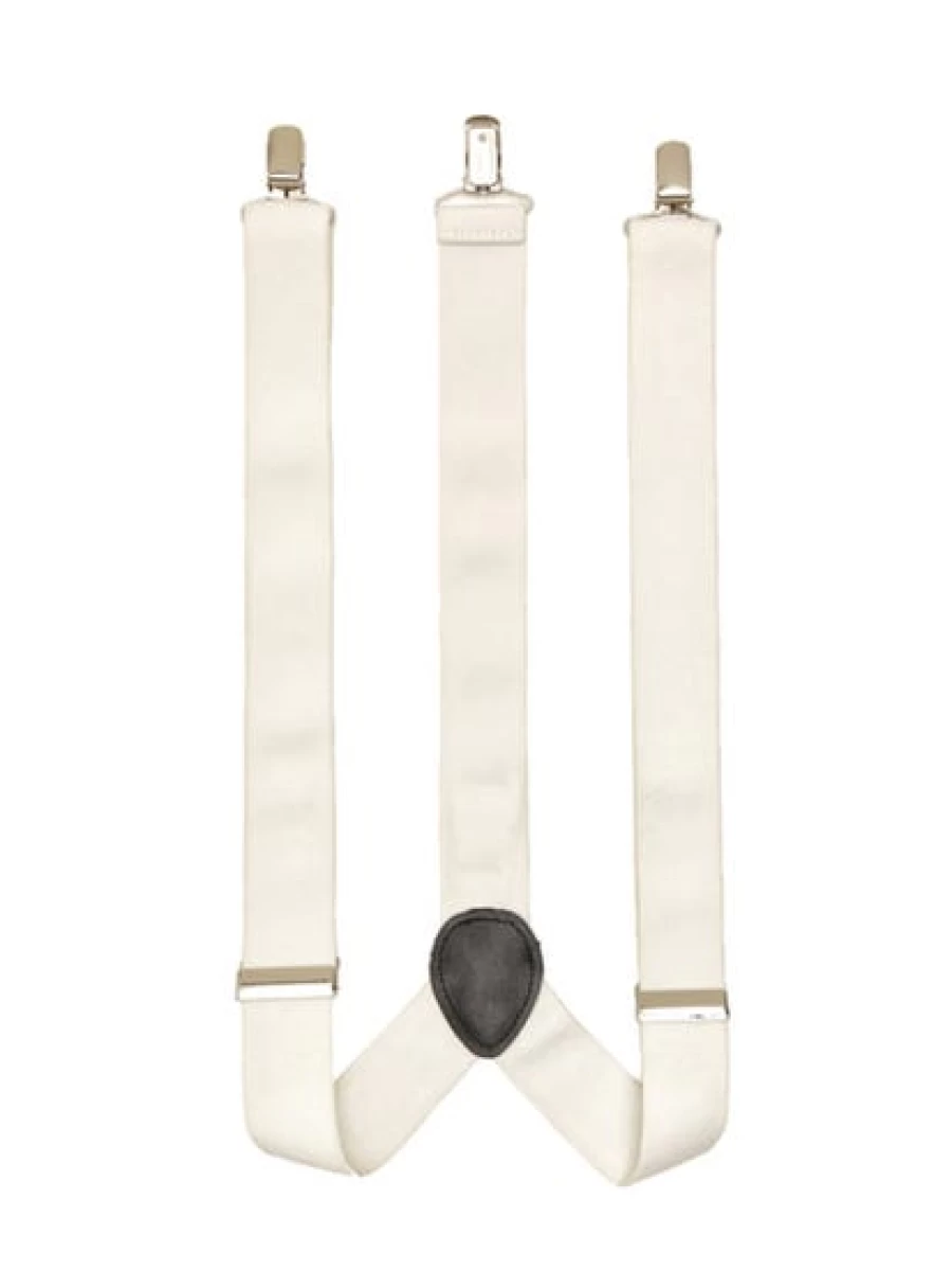 Lowes Men's Plain White Suspenders - Classic Adjustable Braces for Formal Wear