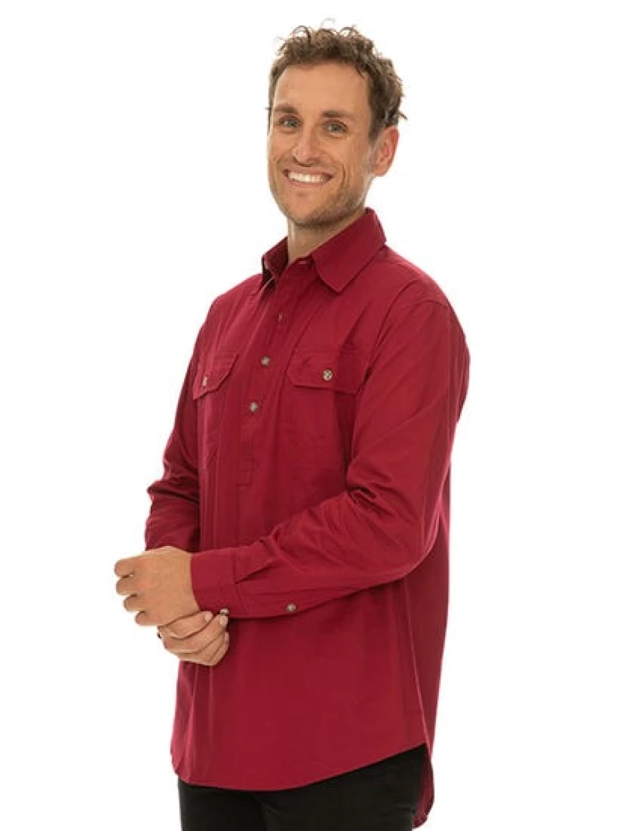Men's Outdoor Burgundy Shirt - Quarter Placket by Traders Country