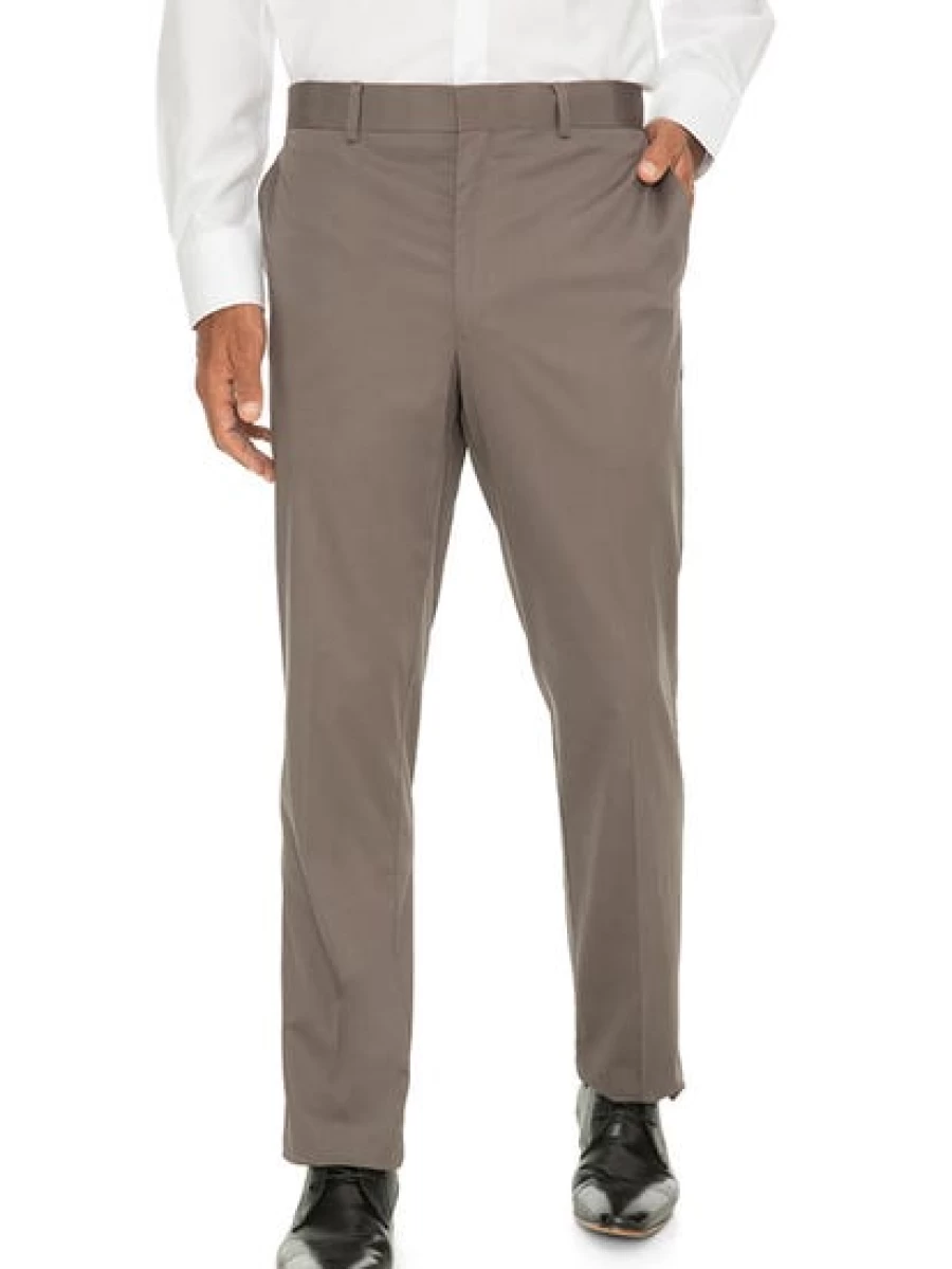 Men's Manhattan Grey Cotton Sateen Trousers - Regular Fit Comfortable Casual Pants