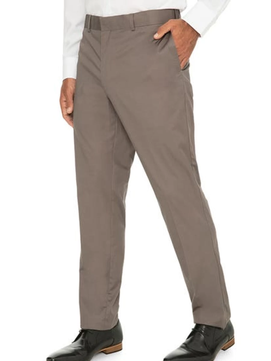 Men's Manhattan Grey Cotton Sateen Trousers - Regular Fit Comfortable Casual Pants