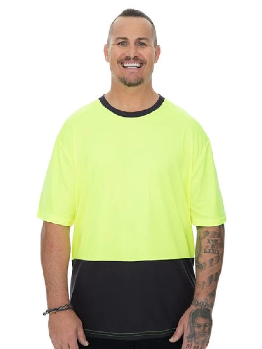 Traders 308 Men's Vintage Crew Neck T-Shirt in Yellow and Navy