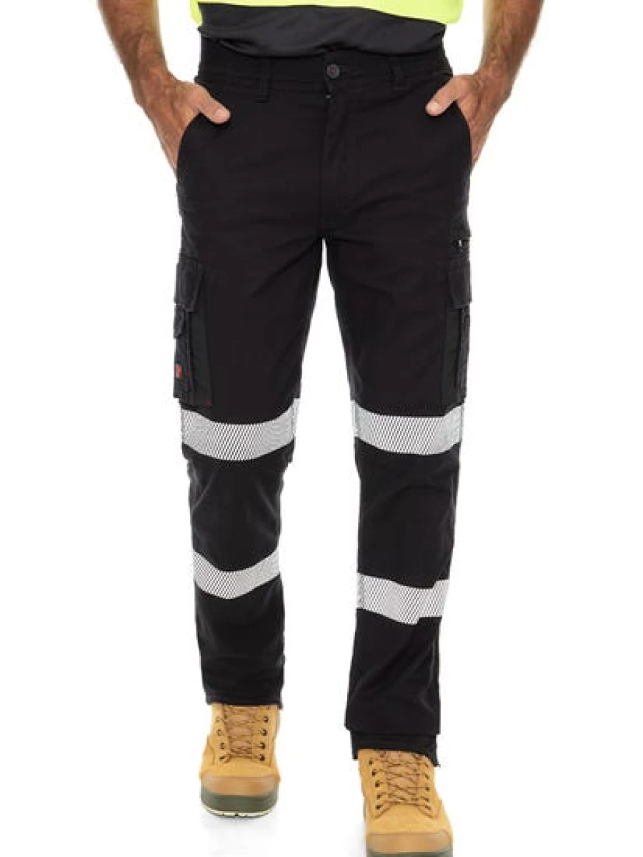 Men's Traders Navy Reflective Cargo Work Pants - Heavy Duty Utility Trousers