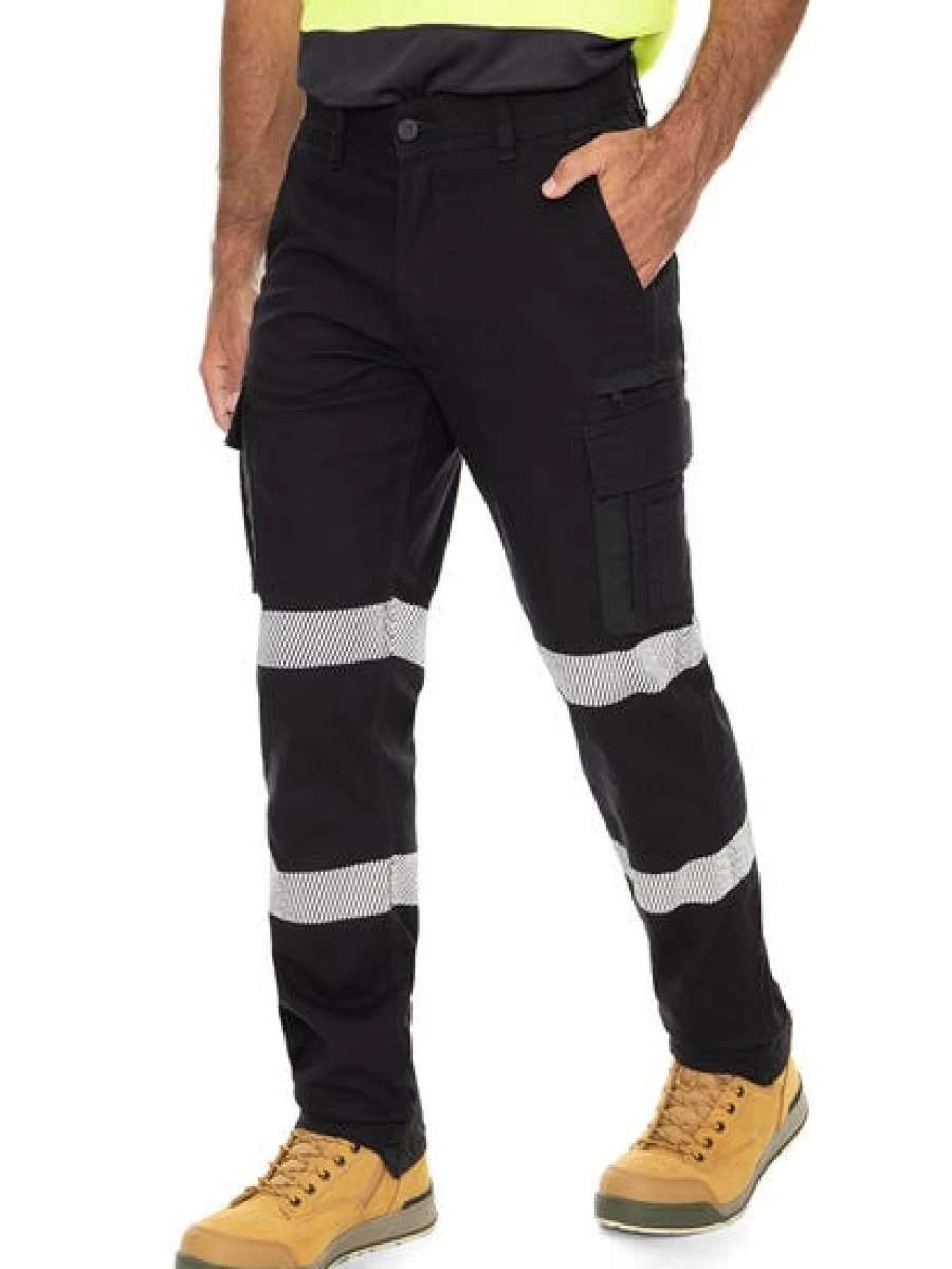 Men's Traders Navy Reflective Cargo Work Pants - Heavy Duty Utility Trousers