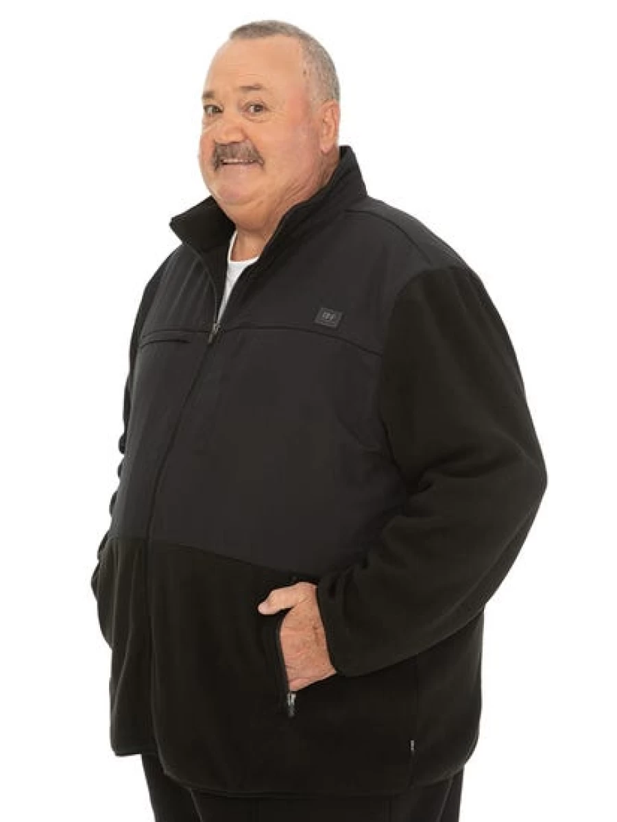 BUILT N FIT Men's Heavyweight Polar Fleece Zip-Up Jacket - Black, Big & Tall Sizes