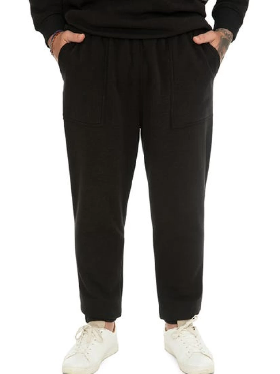 DBK Men's Black Fleece Track Pants - Comfortable & Stylish Joggers for Big & Tall