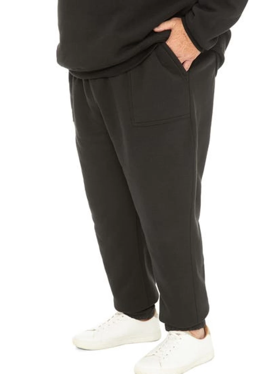 DBK Men's Black Fleece Track Pants - Comfortable & Stylish Joggers for Big & Tall