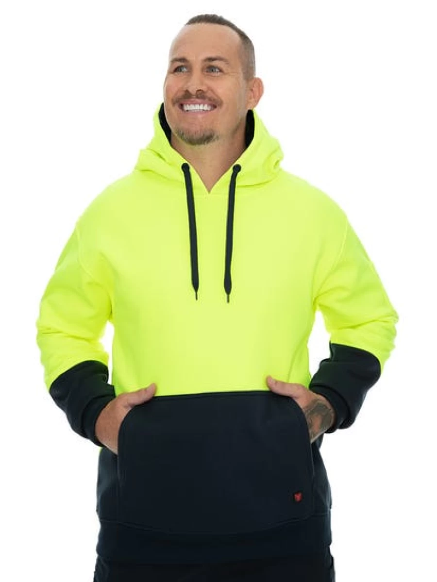 Men's Traders High Visibility Pullover Hoodie - Yellow & Navy Safety Workwear