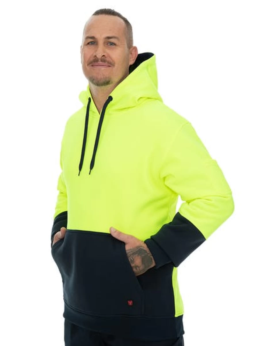 Men's Traders High Visibility Pullover Hoodie - Yellow & Navy Safety Workwear