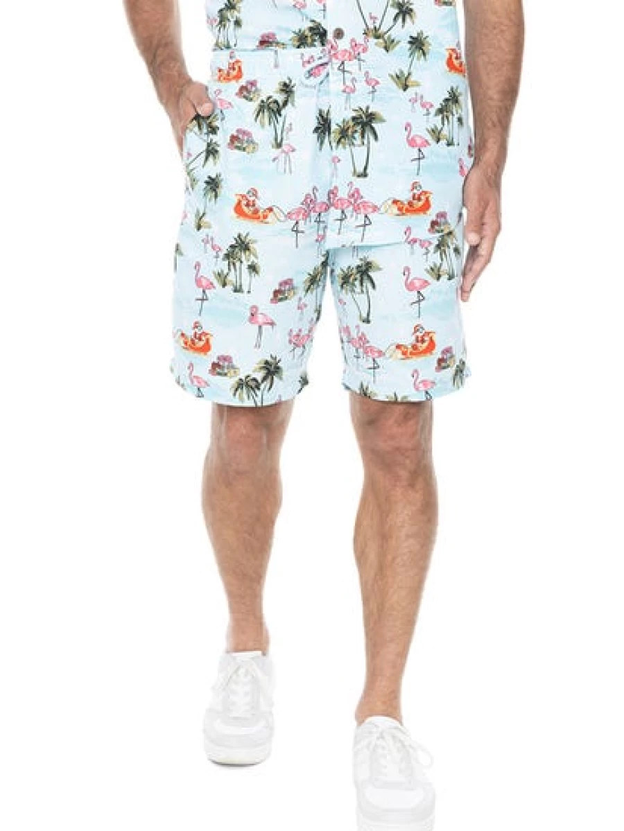 Lowes Men's Christmas Printed Aqua Shorts Holiday Casual Wear