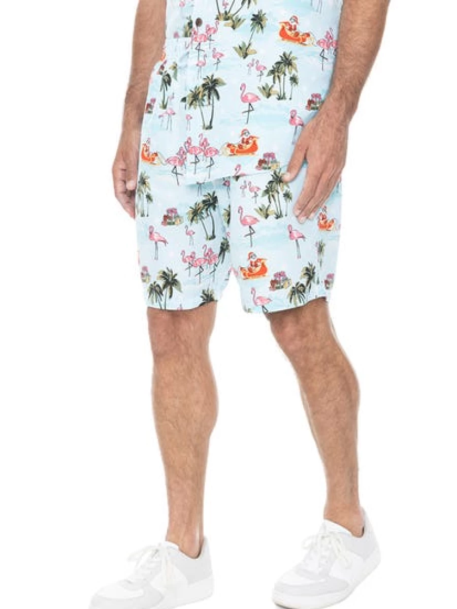 Lowes Men's Christmas Printed Aqua Shorts Holiday Casual Wear