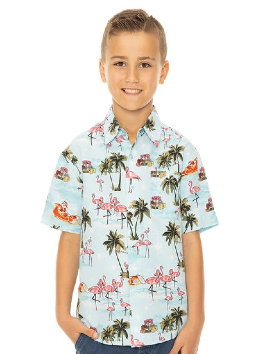 Lowes Men's Christmas Printed Shirt Holiday Xmas Aqua Green Top