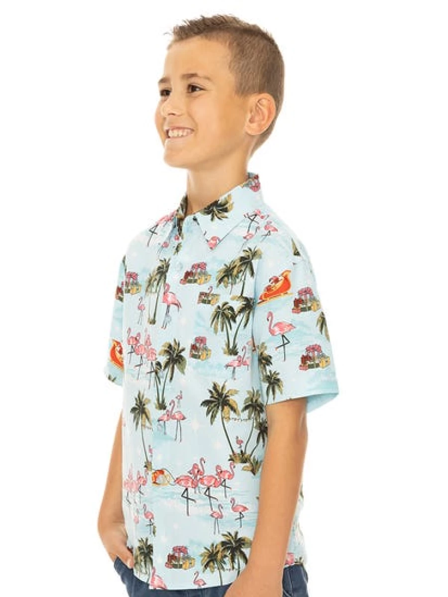 Lowes Men's Christmas Printed Shirt Holiday Xmas Aqua Green Top