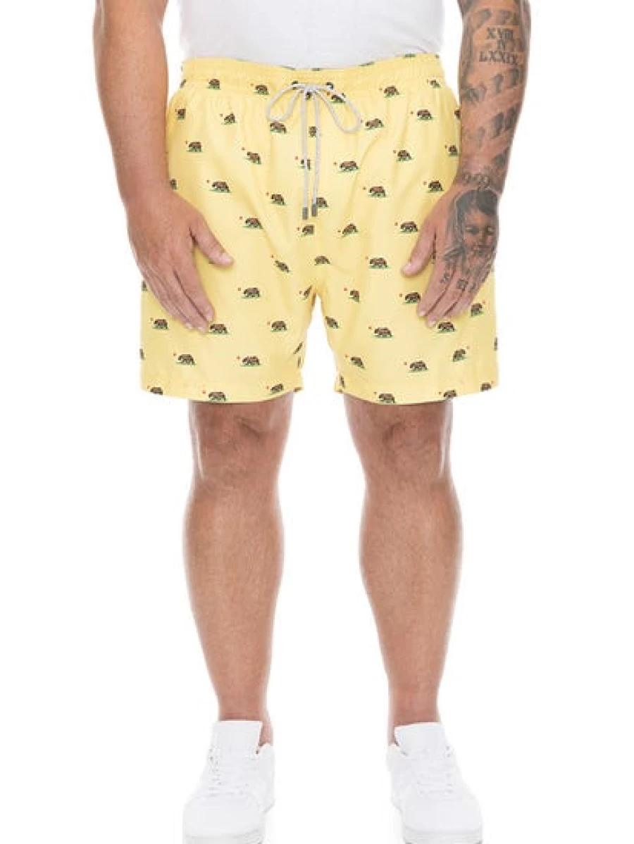 Pacifica Men's Quick-Dry Swim Shorts - Comfortable Beach & Pool Trunks in Bright Yellow