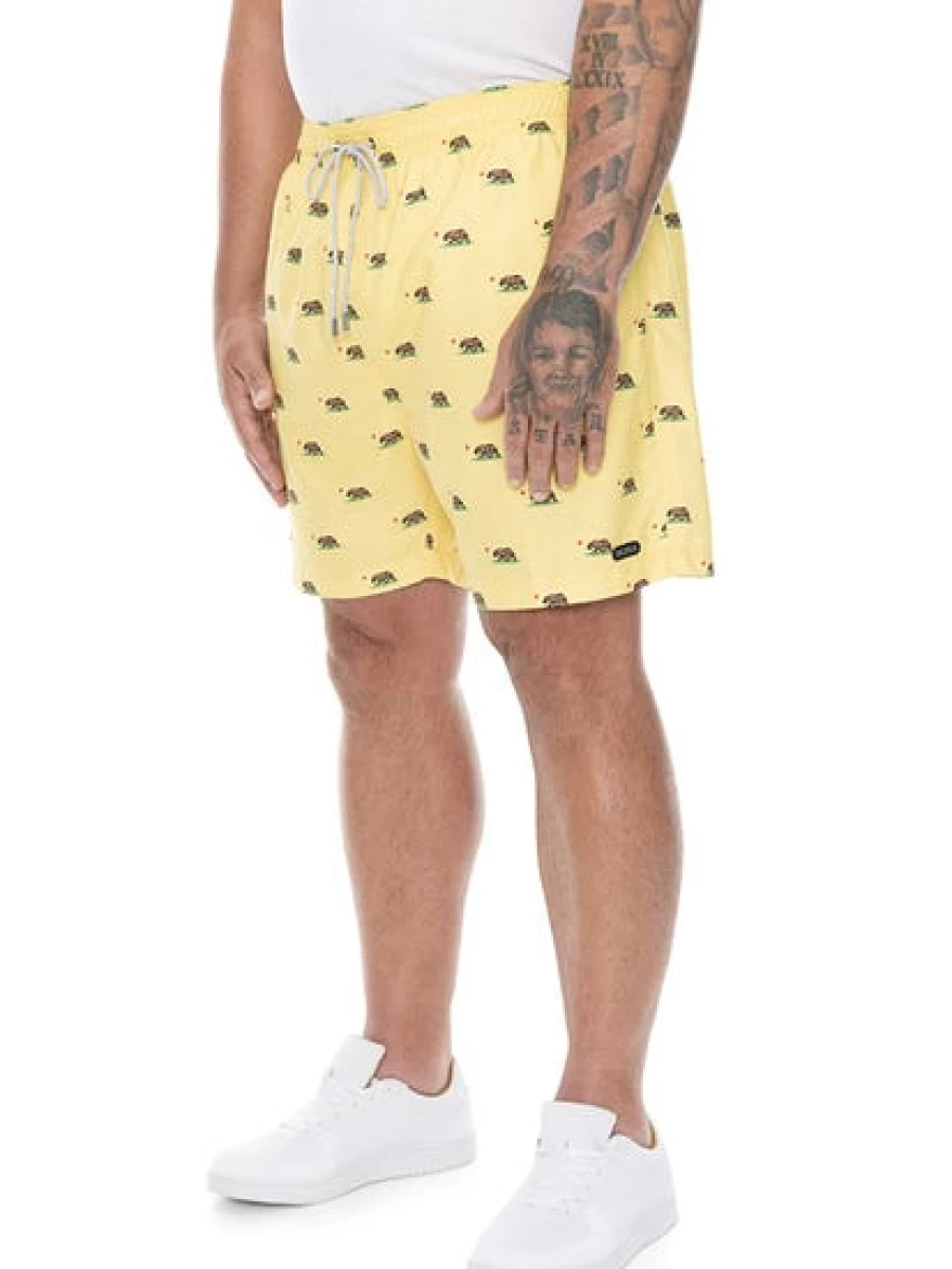 Pacifica Men's Quick-Dry Swim Shorts - Comfortable Beach & Pool Trunks in Bright Yellow