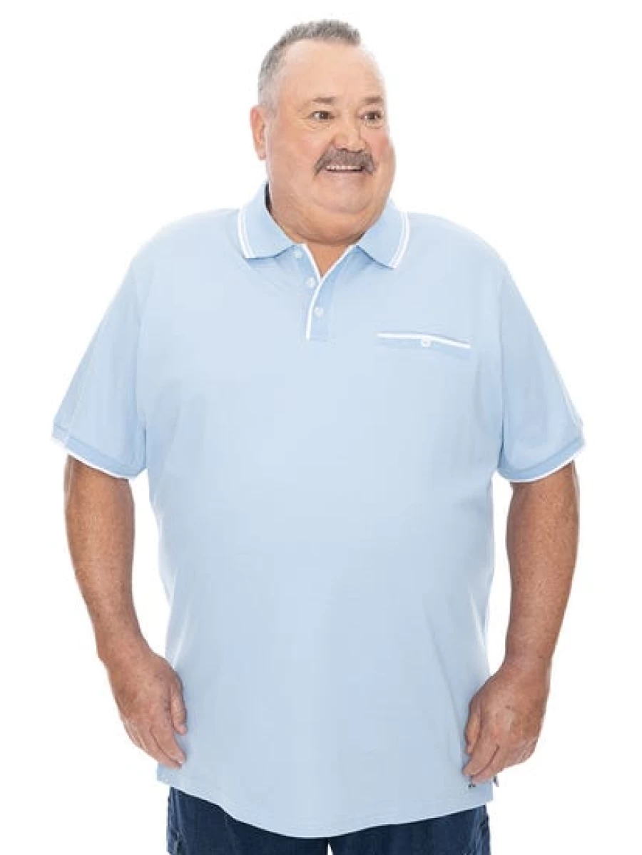 BUILT N FIT Men's Sky Blue Polo Shirt - Big & Tall Comfort Fit Casual Top
