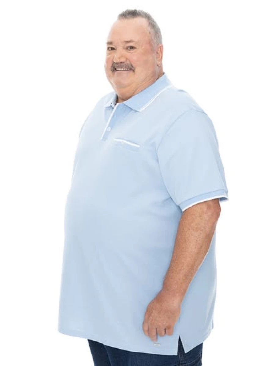 BUILT N FIT Men's Sky Blue Polo Shirt - Big & Tall Comfort Fit Casual Top