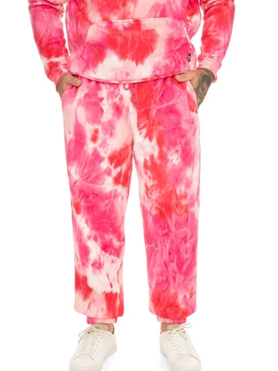 BUILT N FIT Men's Tie Dye Track Pants - Big & Tall Hot Pink Joggers