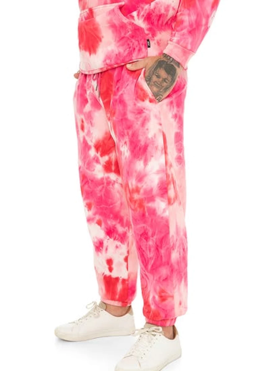 BUILT N FIT Men's Tie Dye Track Pants - Big & Tall Hot Pink Joggers
