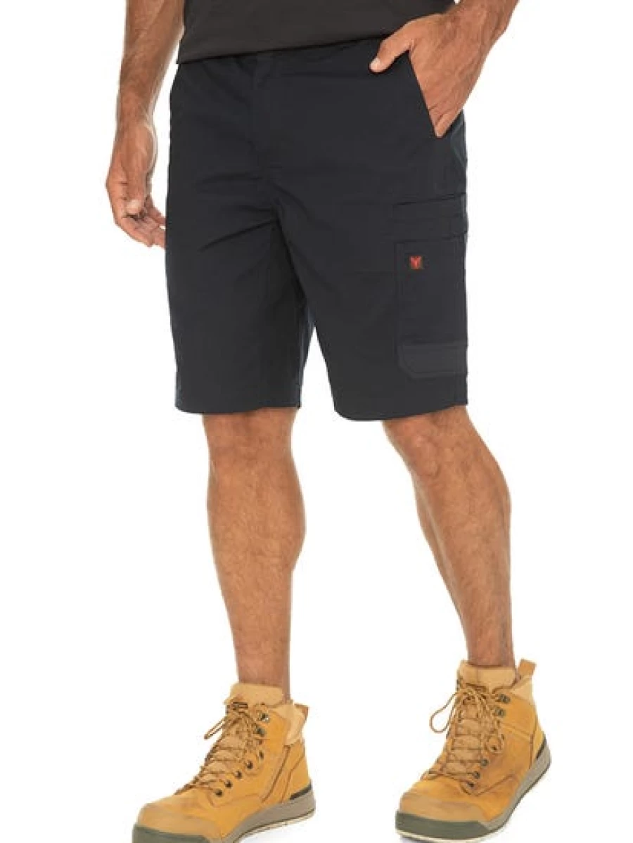 Men's Traders Work Shorts with Flex Waist & Ripstop Fabric - Navy Blue Durable Utility Shorts
