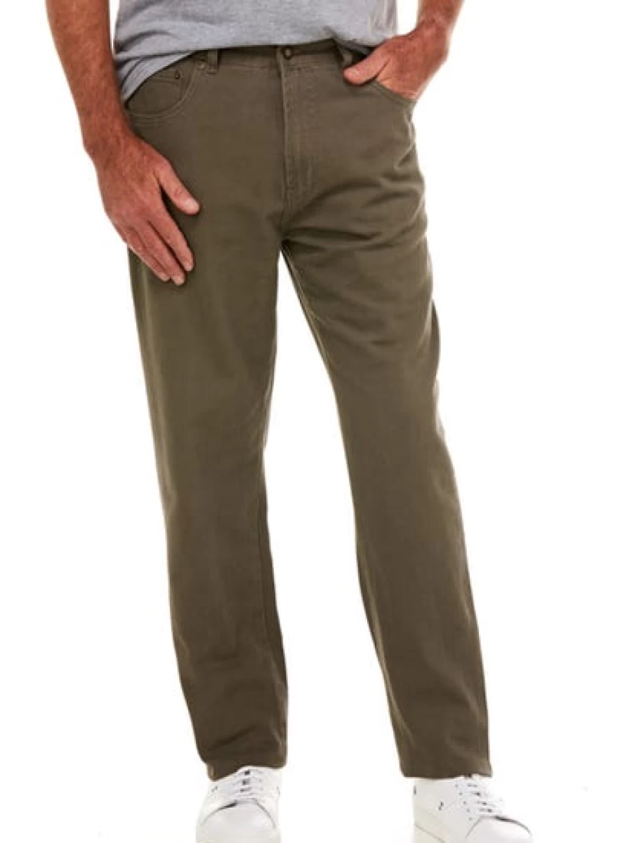Street Men's Cotton Twill Regular Fit Khaki Jeans