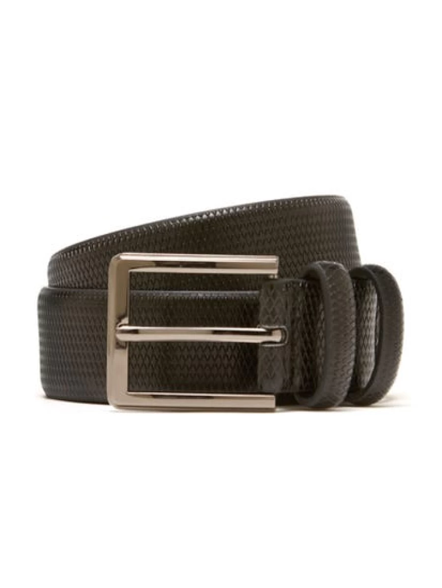 Lowes Men's Black Split Leather Belt with Embossed Design for Traders