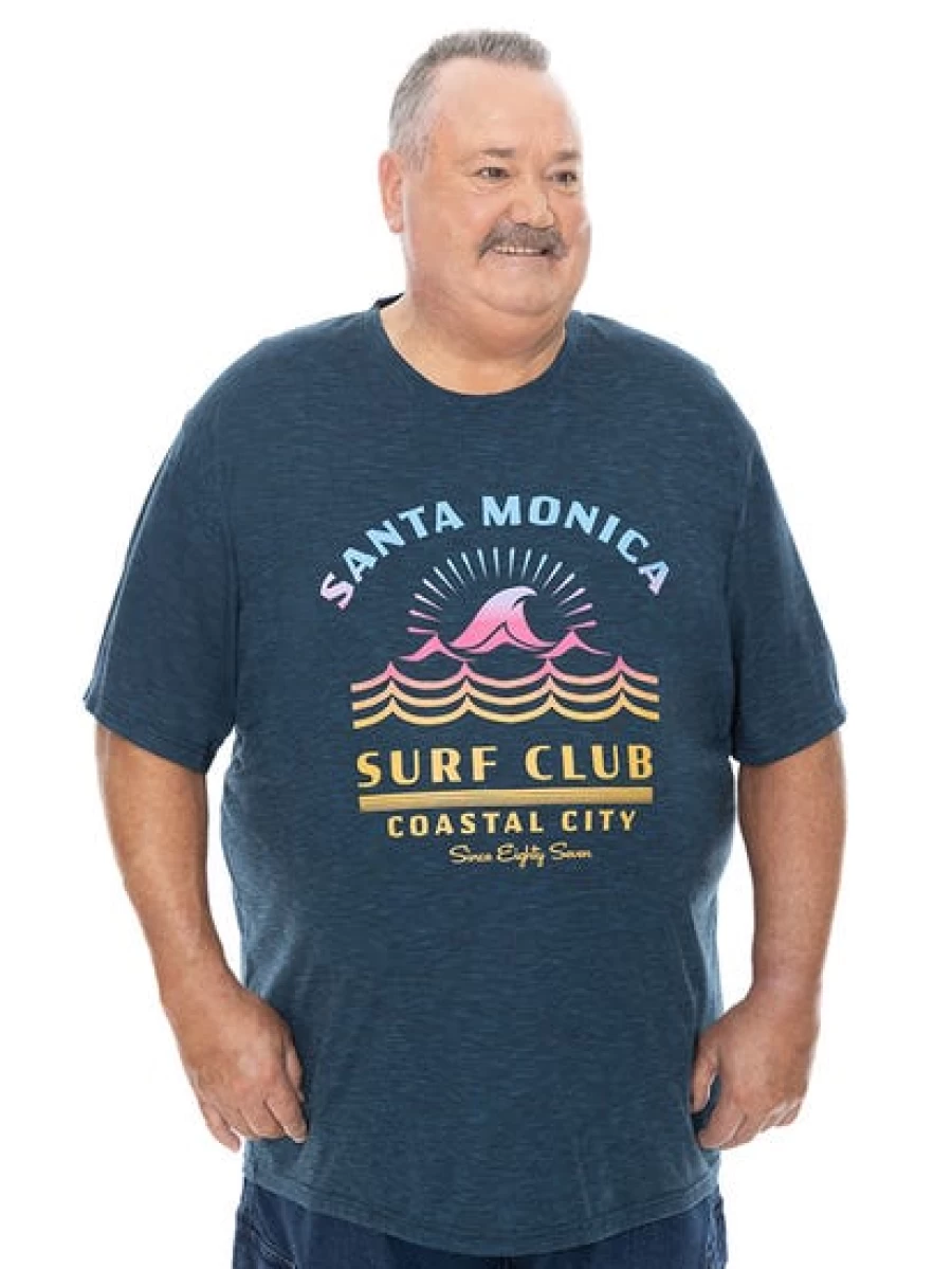 Built N Fit Men's Navy Santa Monica Graphic T-Shirt - Big & Tall Comfort Fit Tee