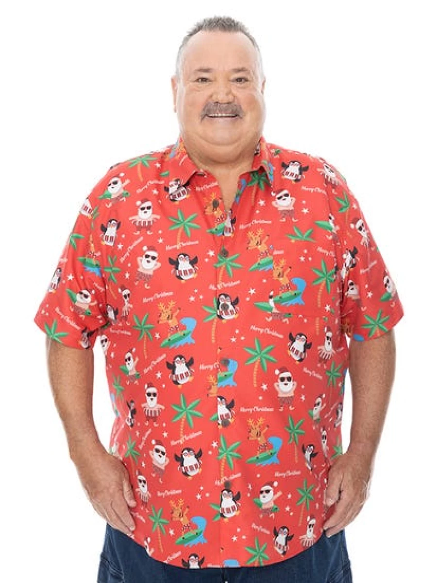 DBK Men's Big & Tall Christmas Hawaiian Shirt - Festive Holiday Aloha Shirt for Men