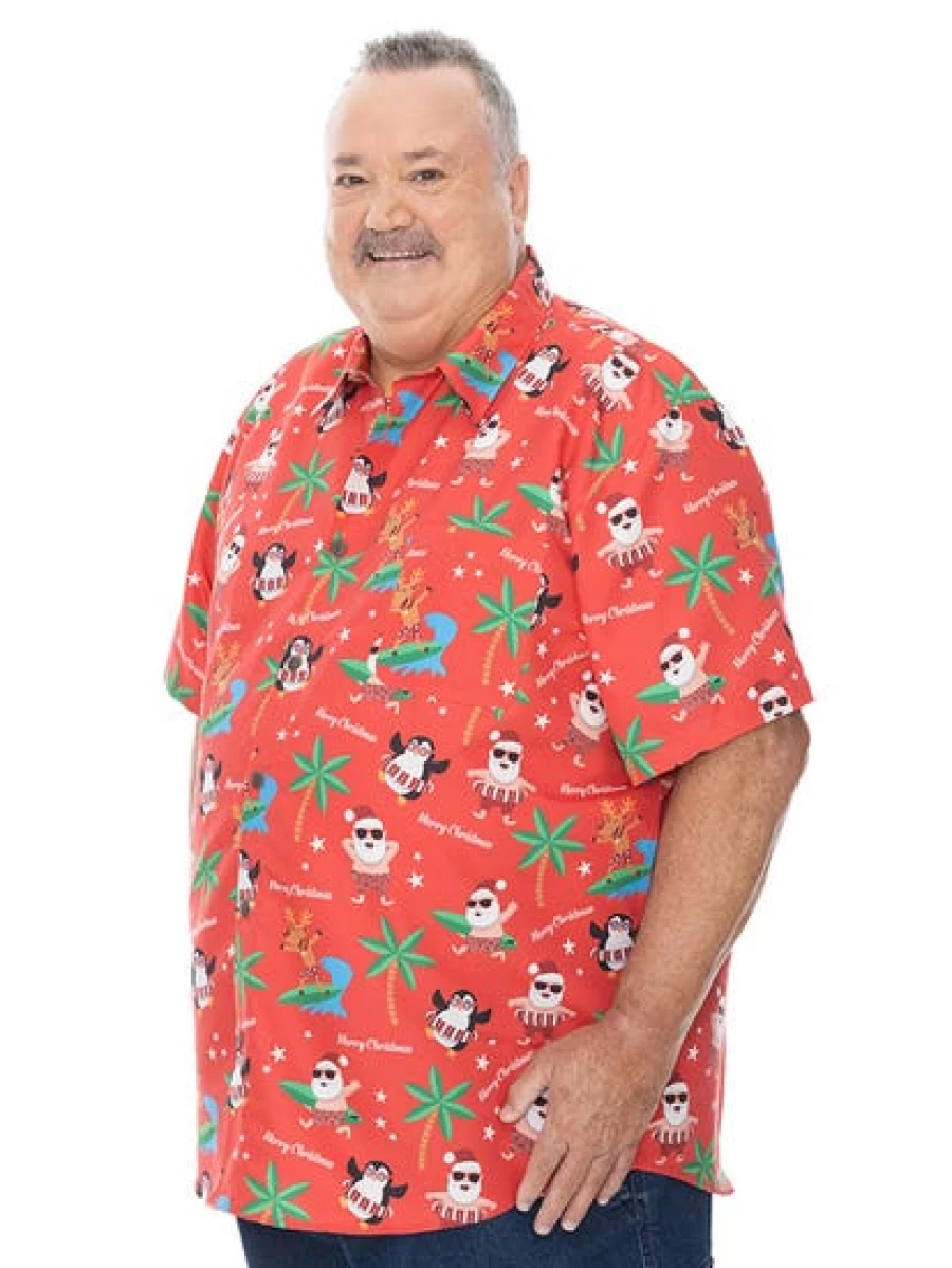 DBK Men's Big & Tall Christmas Hawaiian Shirt - Festive Holiday Aloha Shirt for Men