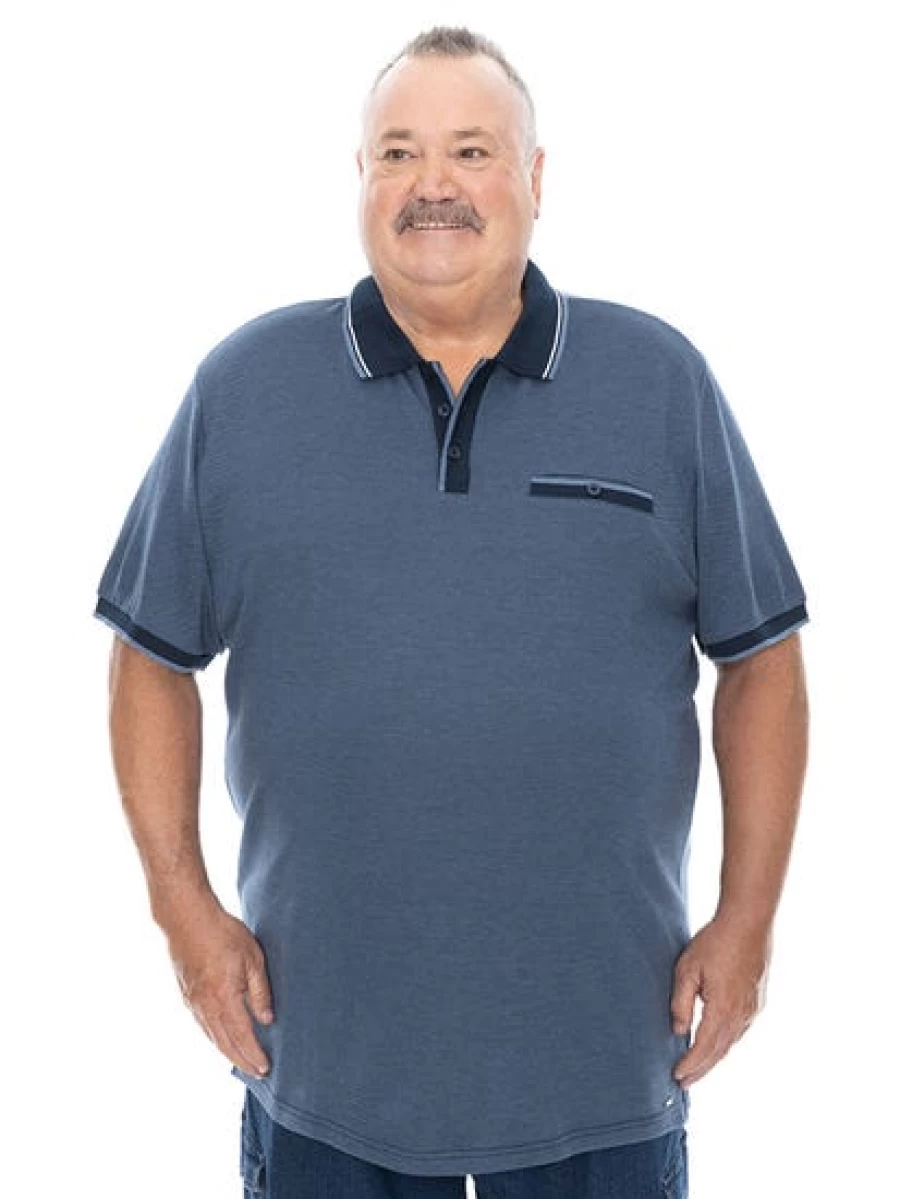 Built N Fit Men's Big & Tall Blue Polo Shirt - Comfortable Casual Top