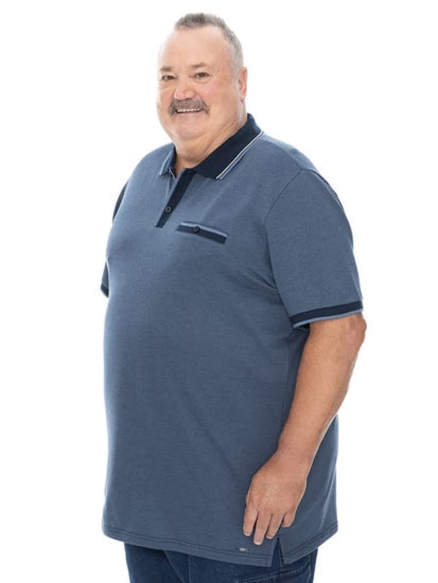 Built N Fit Men's Big & Tall Blue Polo Shirt - Comfortable Casual Top