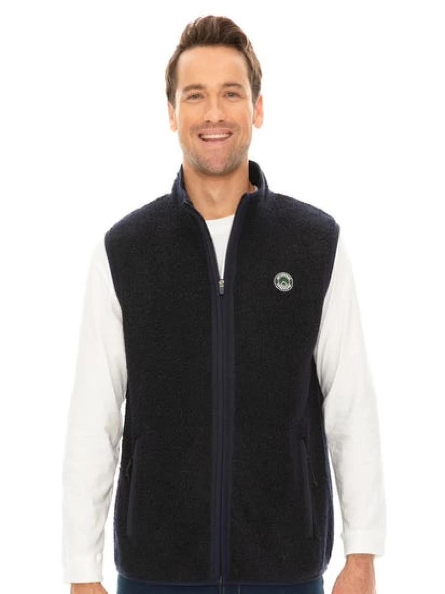 Outer Peak Men's Navy Blue Zip-Up Polar Fleece Vest for Outdoor Activities